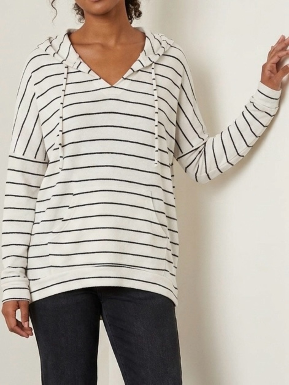 enti clothing Women’s White Black Striped Hoodie
